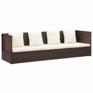 Helloshop26 - Canapé de jardin avec coussin et oreillers résine tressée marron - marron acier 3000658982724