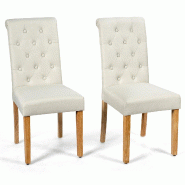 Helloshop26 - Lot de 2 chaises de salle à manger 43 x 61 x 100 cm confort et élégantes en lin beige 20_0011783 - beige Bois massif 3000226904172