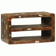Helloshop26 - Meuble TV moderne avec 2 étagères rangement 60 x 32 x 36 cm en bois massif de récupération 02_0058076 - Bois massif 3000240388620