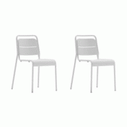 Lot de 2 chaises de jardin en métal Zown Alma blanc cassé pour extérieur - blanc acier SP-SK014F001A-W Lot de 2 chaises de jardin en métal Zown Alma blanc cassé pour extérieur - blanc acier SP-SK014F001A-W
