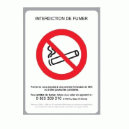 Panneau interdiction de fumer 15x21cm - PVC - Blanc et Noir