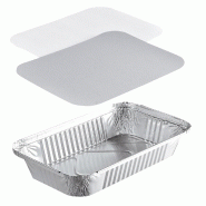 Plat Aluminium Pro NOVATRAY 1500ml HAUTE (250x134mm) + Couvercle - Spécial Plats Volumineux - Lot de 800 - KB1500RS