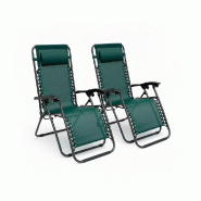 RATTATAN Lot de 2 chaises longues inclinables en textilène avec coussin repose-tête, pliables et légères pour jardin, terrasse, piscine – Vela/V
