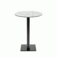 RestooTab - Mange-debout Milan T Ø50cm décor terrazzo spectra chip - blanc fonte TB-MITFF-R50M-TER.SPE