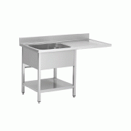 Skyrainbow Caisson de rinçage en acier inoxydable, une cuve à gauche, 140 x 70 - inox THSTR147SBL1