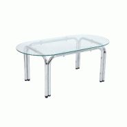 Table basse ovale en verre trempé transparent, L 110 x l 55 x h 45 cm Oviala - transparent 115761