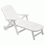 Transat California Scab en résine avec dossier inclinable et roulettes 80 x 190 x 98 cm (hauteur) Blanc - blanc matière synthétique 8005733012575