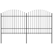 Vidaxl clôture de jardin à dessus en lance acier (1,5-1,75)x3,4 m noir 277740 Vidaxl clôture de jardin à dessus en lance acier (1,5-1,75)x3,4 m noir 277740