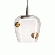 Zafferano Suspension Bilia 230V LED 8W 2700K en verre borosilicaté soufflé à la bouche, finition Aluminium et Bronze, diamètre 18 cm - gris 805894