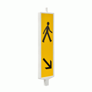Balise piéton - PIED 60x60 mm - Ht 1250 mm - DF jaune CL1 - Flèches recto verso Balise piéton - PIED 60x60 mm - Ht 1250 mm - DF jaune CL1 - Flèches recto verso