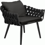 CLP Fauteuil de jardin Naxos avec coussin d'assise Métal HBT: 77x61x60 cm Anthracite - gris métal 328318