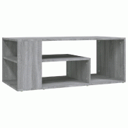 Décoshop26 - Table basse avec étagères design moderne et contemporaine 100 x 50 x 40 cm bois d'ingénierie gris DEC039943 - gris Bois massif 300026