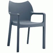 Fauteuil empilable d'extérieur en polypropylène Diva coloris gris foncé
