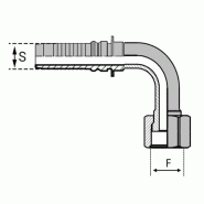 Femelle - 90° courbe haute (DKORFS90LD-IN) - Filetage UNF - Joint facial - 16 , 1" , 24 , 12 , 2.116