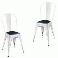 Fleda TRADING Chaise en Métal Style Industriel pour la Maison Bar Restaurants Pizzerias avec Coussin en Éco-cuir. Set 2 chaises Couleur BLANC - FJ00