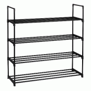 Helloshop26 - Étagère à chaussures en métal noir 91,5 x 90,5 x 30,5 cm rangement flexible en couloir et camping 13_0010475 - noir métal 3000245254371