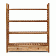 Helloshop26 - Étagère à chaussures rustique pour entrée 80 x 30 x 100 cm avec tiroir pratique ambiance cosy en bois clair 13_0005186 - Bois massif