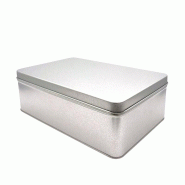 Lot de 12 boîtes à sucre fer blanc, vernis alimentaire, 19 x 12 x 6.5 cm - gris métal FER20