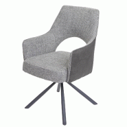 Mendler Chaise de salle à manger HWC-K30, chaise de cuisine, pivotante Position Auto, tissu/textile MVG ~ gris-gris foncé - gris textile 89651