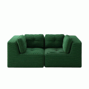 Merax Canapé modulable 2 places, Cloud Sofa Cord sans cadre, canapé lounge près du sol, avec accoudoirs larges, vert - vert multi-matériau W3325S00263