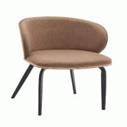 Mobiliara Lot de 2 Chaises Elodie Taupe – Assise Mousse Haute Densité et Chene, Piètement Acier Époxy Madrid, Design Contemporain - marron polyes