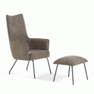 RATTATAN Fauteuil avec repose-pieds pour lecture,salon,entrée,chambre à coucher en tissu,pieds en métal,design élégant et confortable–CATERINA_0
