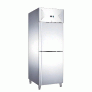 Romux® Armoire Réfrigérée Positive 2 Portillons 74 cm avec Refroidissement Froid Ventilé en Acier Inox avec Capacité de 650 L - 3 Étagères et