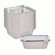 San Ignacio - KINVARA - Lot de 10 barquettes profondes en aluminium avec petits couvercles 500 ml - argenté aluminium SANR004