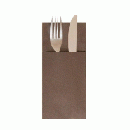 Serviette-étui pour couverts intissé chocolat 40x40cm - par 700
