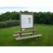 Panneau d'affichage en bois avec bancs - Essence Pin Nord Finlande - 2 surfaces au choix