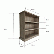 Buffet Héritage 2 étagères pin vieilli L110xP39xH110cm