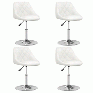 Chaises à manger lot de 4 blanc similicuir Modèle Grelis - 3088635