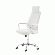 CLP Fauteuil de bureau Rako similicuir Blanc - blanc polyester 19410902 CLP Fauteuil de bureau Rako similicuir Blanc - blanc polyester 19410902