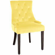 Décoshop26 - Chaise de salle à manger x1 design antique capitonné en velours jaune avec 4 pieds en bois marron 10_0001937 - jaune 3000250748438 Décoshop26 - Chaise de salle à manger x1 design antique capitonné en velours jaune avec 4 pieds en bois marron 10_0001937 - jaune 3000250748438