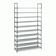 Helloshop26 - Étagère à chaussures extensible ouvert pour couloir ou entrée 176,5 x 99 x 29,5 cm design minimaliste en métal noir 13_0010293 - ve