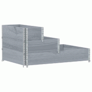 Helloshop26 - Jardinière bac lit surélevé plantes fleurs terrasse jardin à 3 niveaux 120 x 80 cm bois de pin massif gris 02_0039886 - 3000218660093