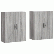 Helloshop26 - Lot de 2 armoires murales pratiques rangement grande capacité 69,5 x 34 x 90 cm en bois d'ingénierie sonoma gris 02_0055398 - gris mé