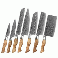 Hezhen - Set de couteaux Damas 7 pièces - B30 Master series - multicolore multi-matériau B30-A7