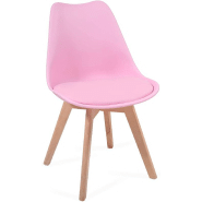 Lot de 4 chaises de salle À manger scandinaves assise rembourrÉ pieds en bois hÊtre rÉtro chaise pour salon chambre cuisine bureau rose 01_0001128