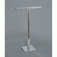 Présentoir métallique T nickel brossé - hauteur réglable de 30 à 53cm - socle 10x10cm - largeur 23cm - acier