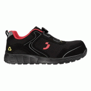 Safety Jogger - Chaussures de sécurité basses en plastique recyclé extra larges hydrofuges ECOLOBI noir et rouge S1PS http://carbonn.Fr/img/co/392.