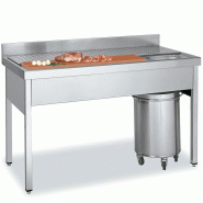 Table inox de préparation de viande et poissons avec vide-déchets P 700 mm | Distform - QBC07014