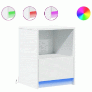 VidaXL Armoires de chevet et lumières LED 2pcs blanc bois d'ingénierie – Modèle Arrière-Plan - 852020