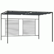 VidaXL Belvédère avec auvent rétractable 4x3x2,3 m Anthracite 180 g/m² Modèle Atlas Nova - noir 313625
