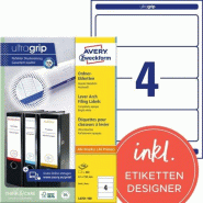 Avery Zweckform 400 étiquettes pour dos de classeur à levier large blanches, format 192 x 61 mm (100 feuilles A4 / cdt) - blanc L4761-100