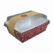 Barquette salade carton motif City av/couvercle+bague 500ml 14x10,5cm - par 400