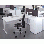 Grand bureau d'angle blanc en bois mélaminé avec rangement - fabriqué en France - Hellekin Grand bureau d'angle blanc en bois mélaminé avec rangement - fabriqué en France - Hellekin
