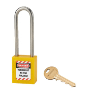 Cadenas de consignation loto lockout tagout 38 mm anse haute inox ø 6 jaune