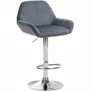 CLP Tabouret de bar Braga Velours avec pied en métal réglable et pivotant Gris foncé/Chrome - gris textile 320891 CLP Tabouret de bar Braga Velours avec pied en métal réglable et pivotant Gris foncé/Chrome - gris textile 320891