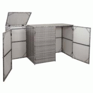 Décoshop26 - Abri de poubelles extérieur conteneurs à ordures polyrotin jusqu'à 3 bacs 3x120 litres gris 110x195x66 cm 04_0003690 - gris 3000033232697 Décoshop26 - Abri de poubelles extérieur conteneurs à ordures polyrotin jusqu'à 3 bacs 3x120 litres gris 110x195x66 cm 04_0003690 - gris 3000033232697